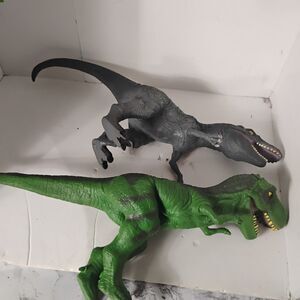 20” Velociraptor And Tyrannosaurus  Rubber 2014 Dinosaur Jurassic Soft Toys R Us